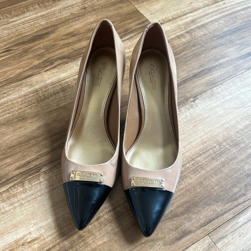 Women’s Coach Heels Zan Patent Warm Blush/Black Size 7.5 - Picture 2 of 9